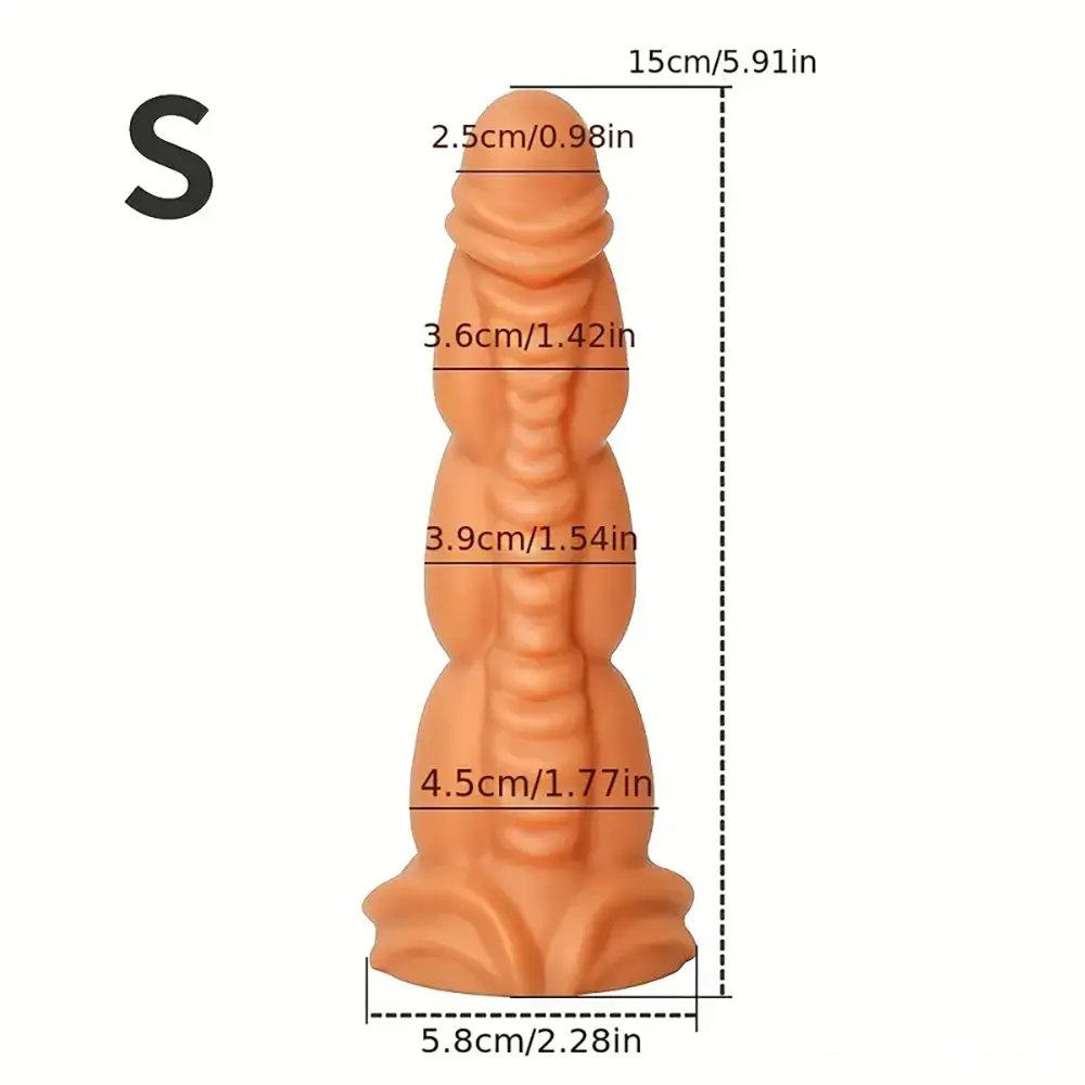 Metallic gold textured fantasy silicone dildo, photo 8