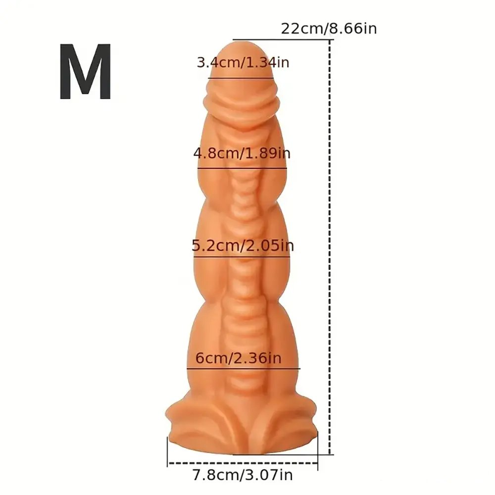 Metallic gold textured fantasy silicone dildo, photo 9