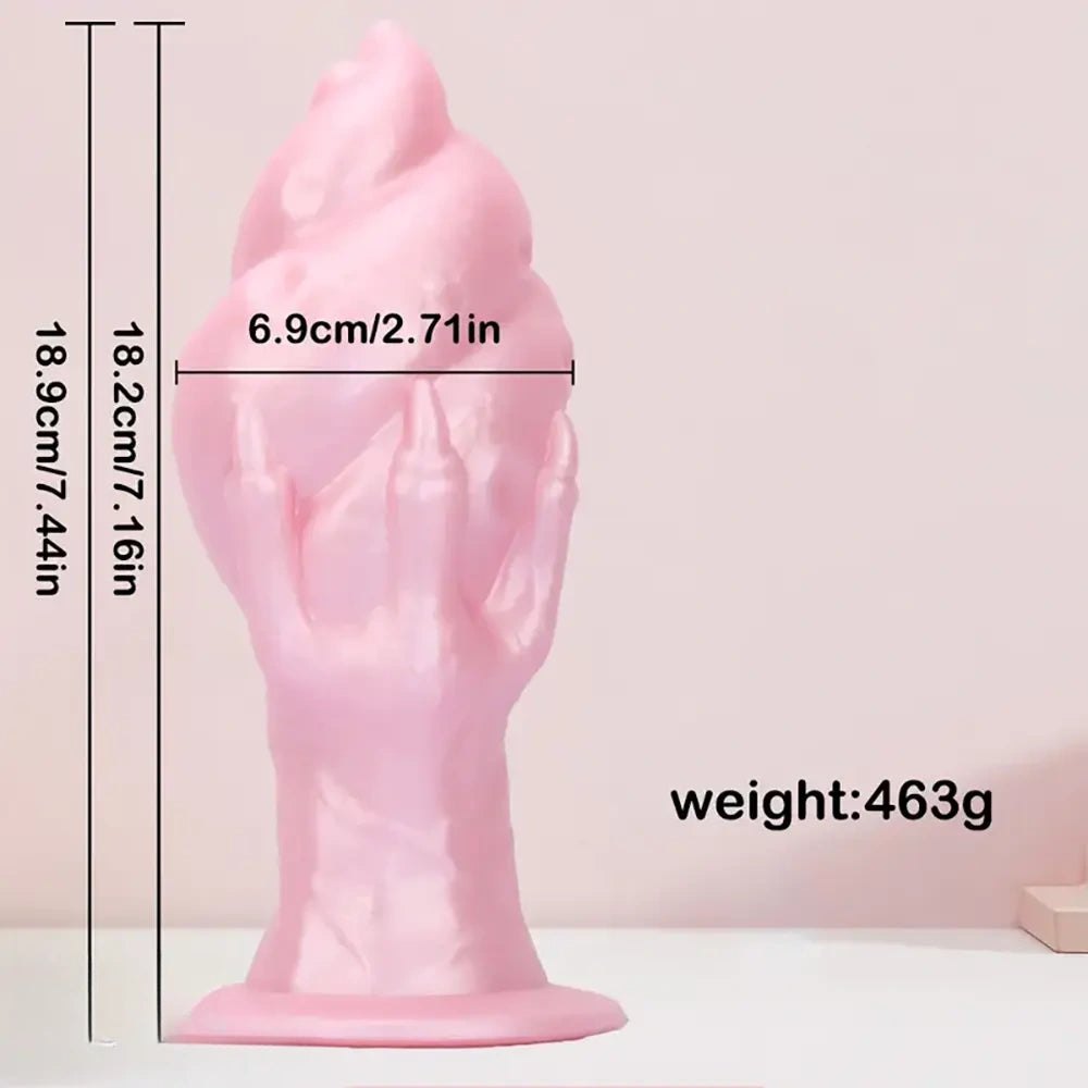 Pink sculpted fantasy hand dildo