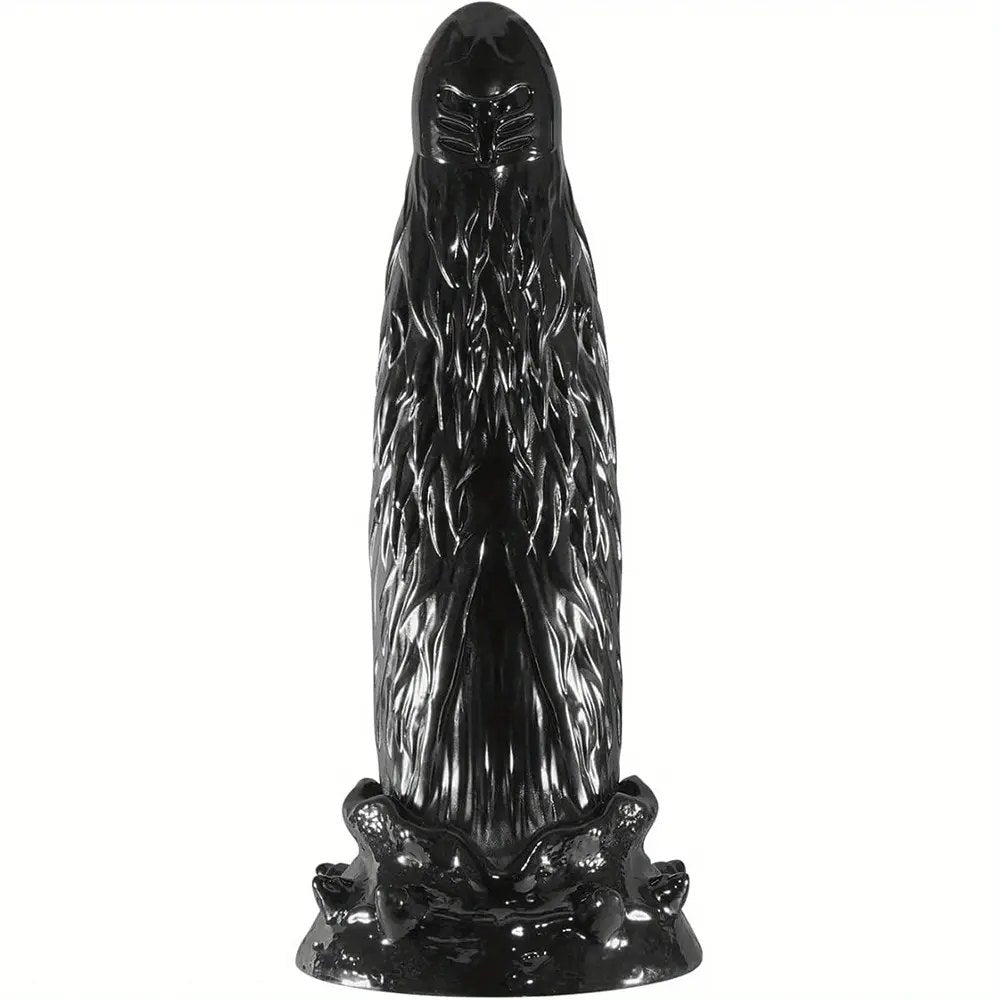 Black textured fantasy dildo, photo 1
