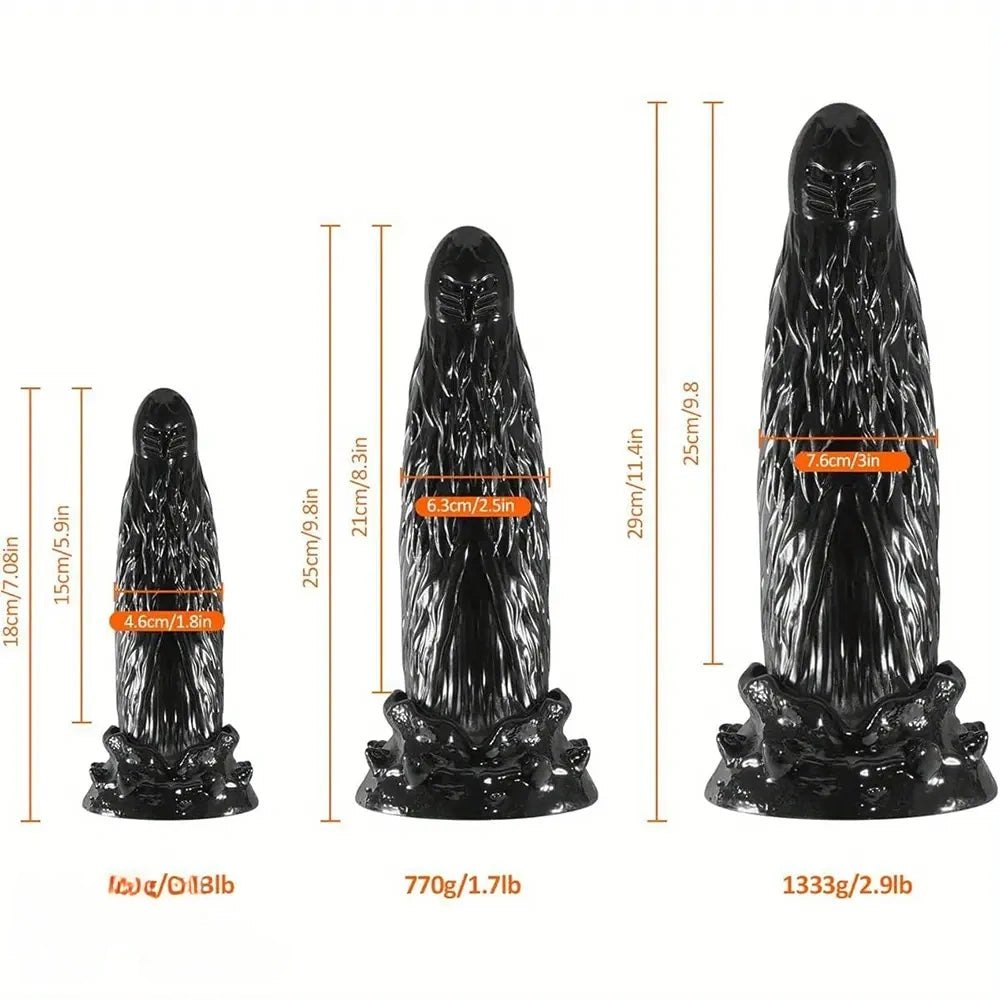 Black textured fantasy dildo, photo 2