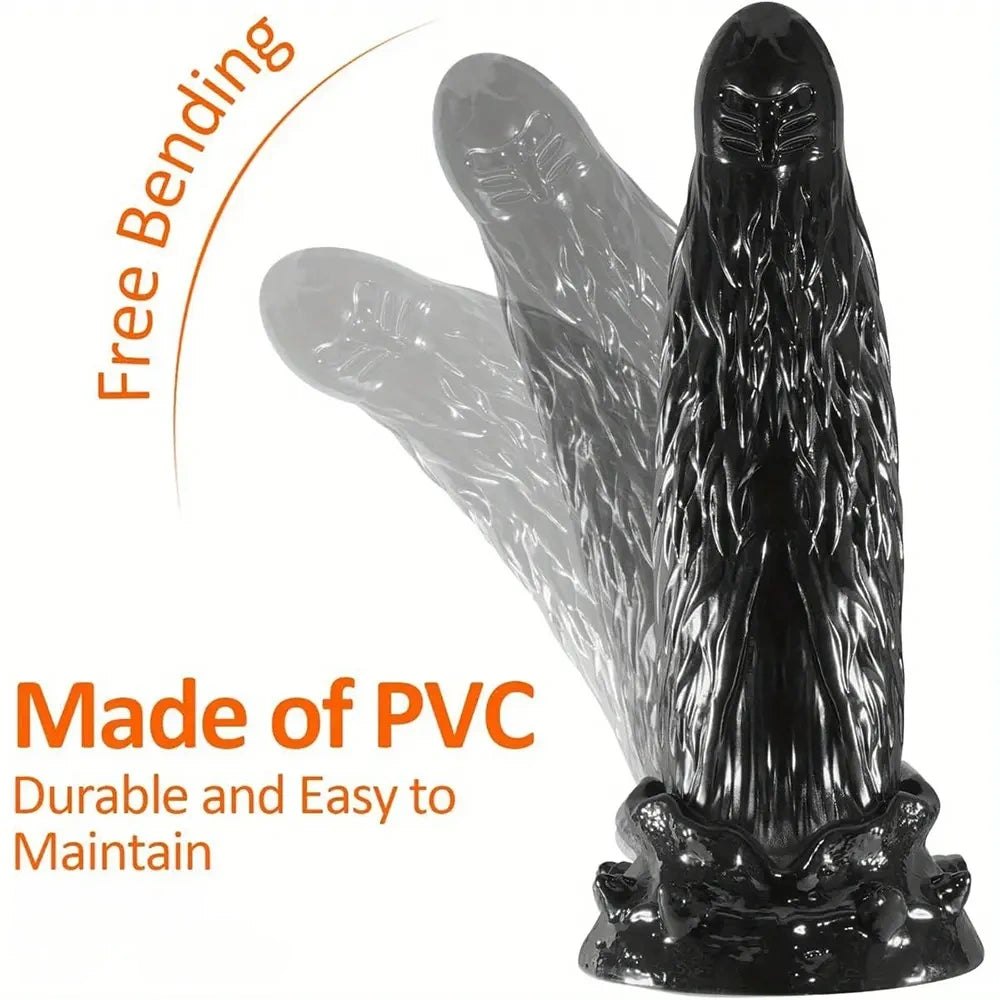 Black textured fantasy dildo, photo 3