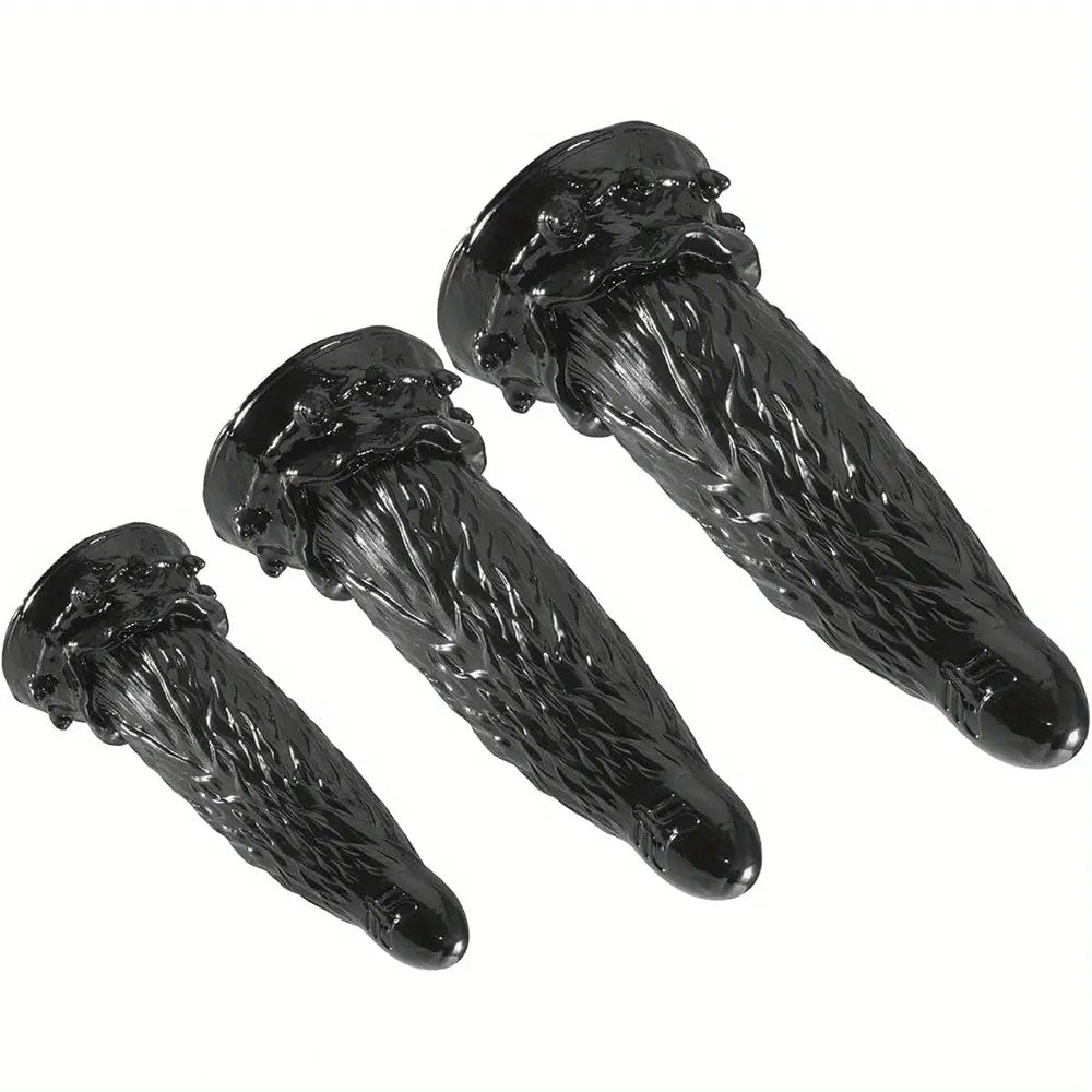 Black textured fantasy dildo, photo 4