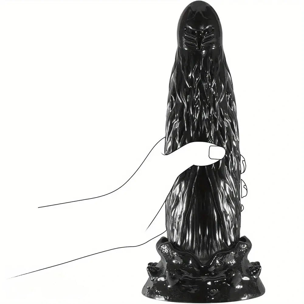 Black textured fantasy dildo, photo 5