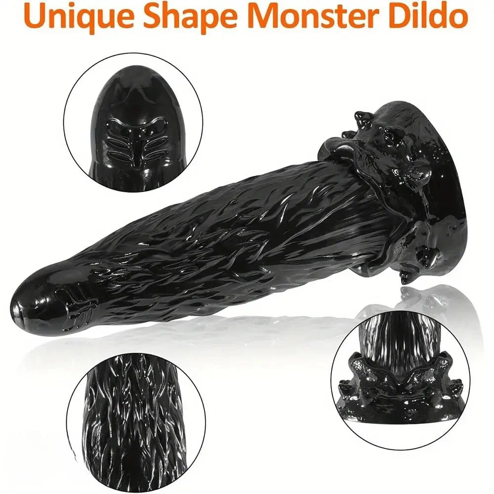 Black textured fantasy dildo, photo 6