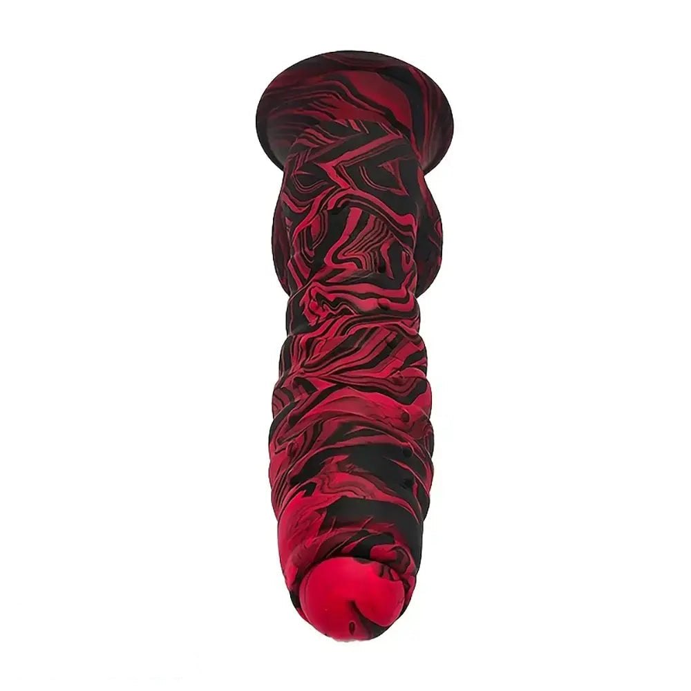 Pink and black textured fantasy dildo, photo 3