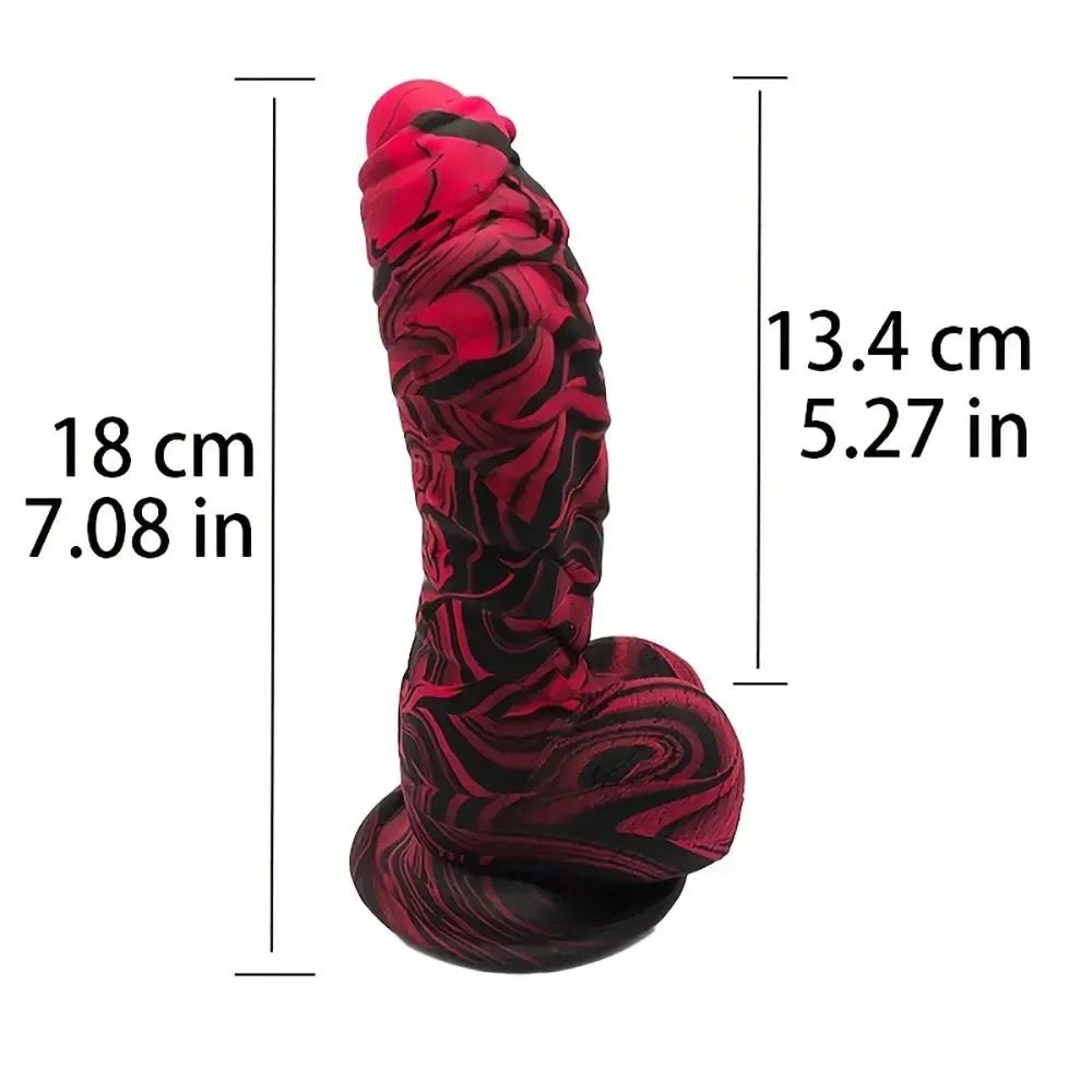 Pink and black textured fantasy dildo, photo 5