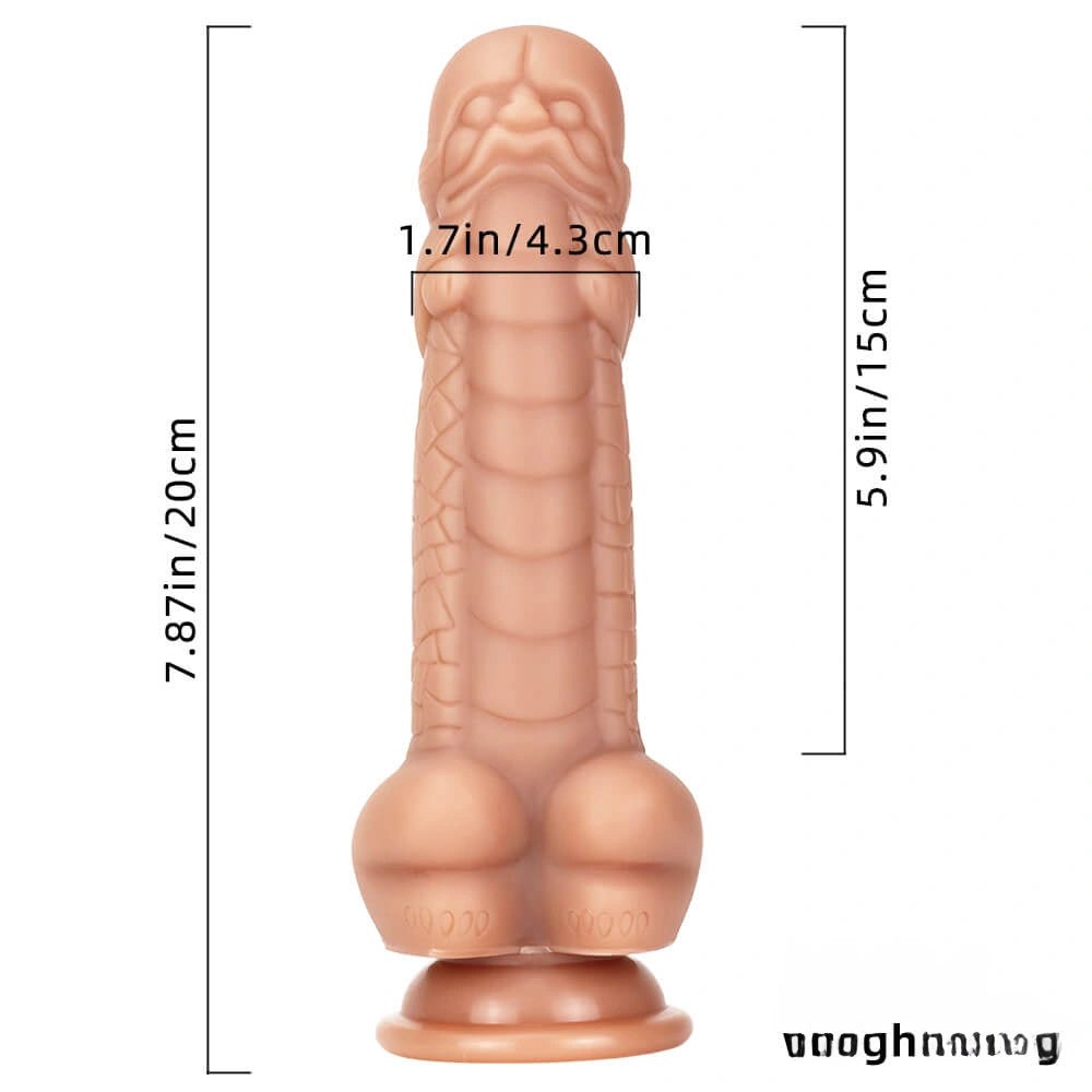 Textured silicone dildo with ridged head and suction cup base, photo 4