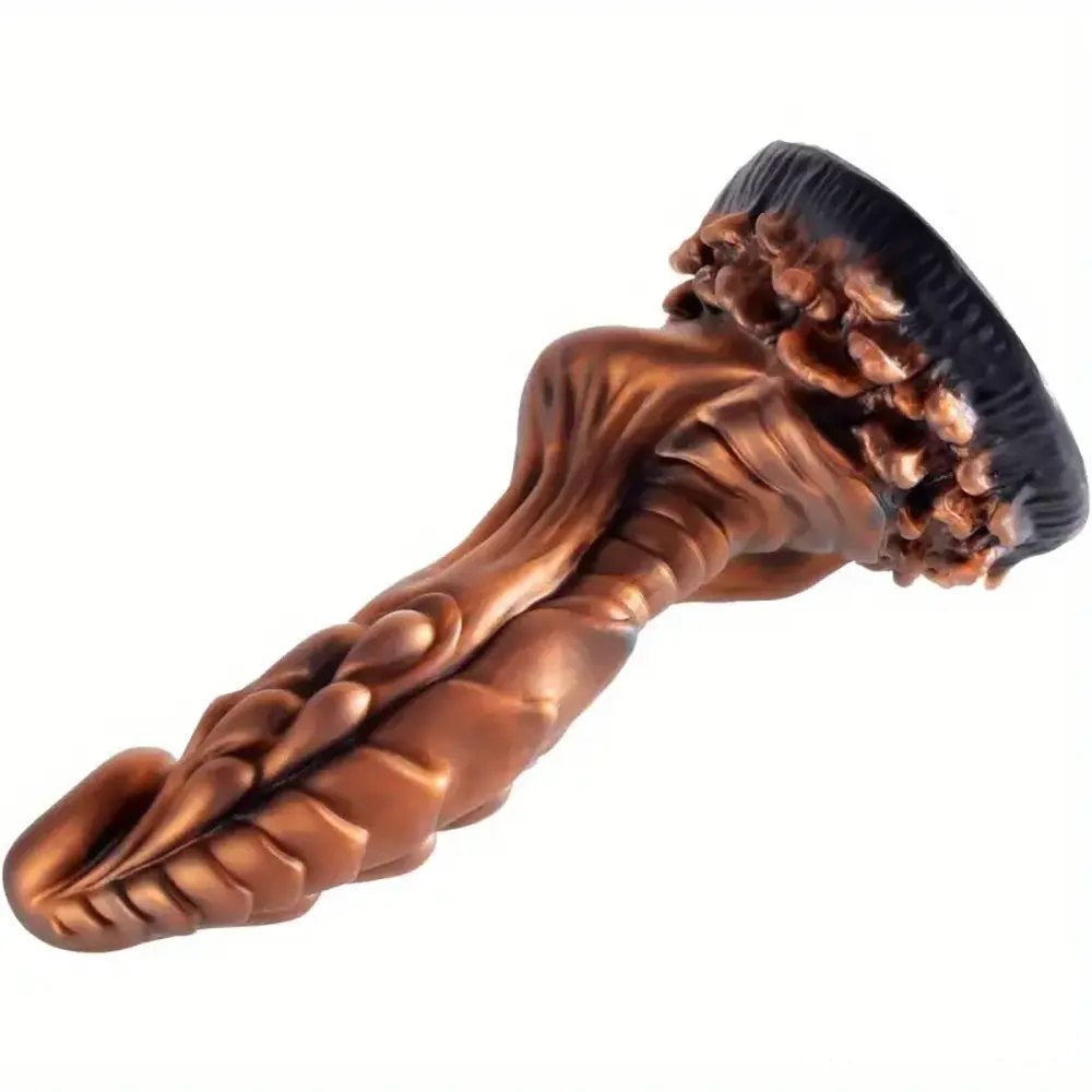 Gold ridged dragon fantasy dildo, photo 2