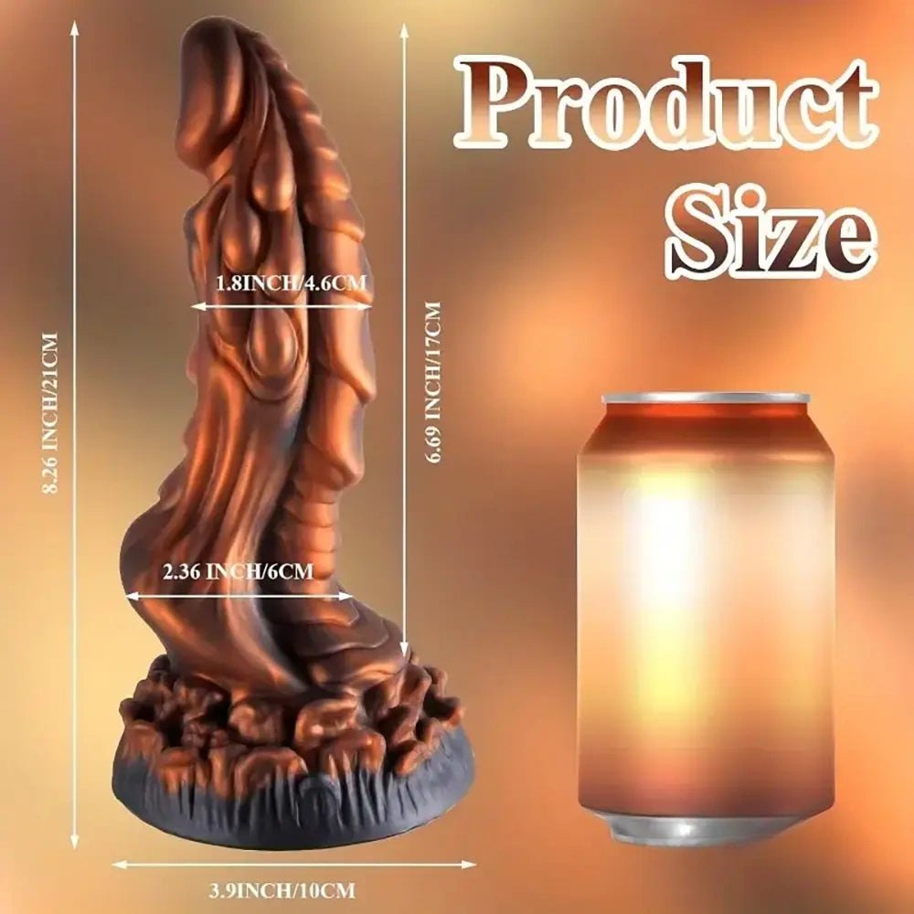 Gold ridged dragon fantasy dildo, photo 6