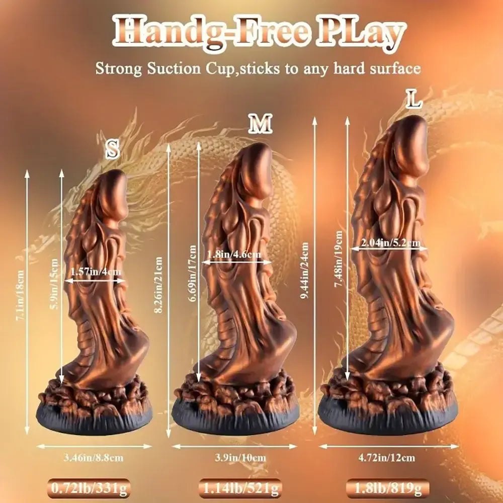 Gold ridged dragon fantasy dildo, photo 7