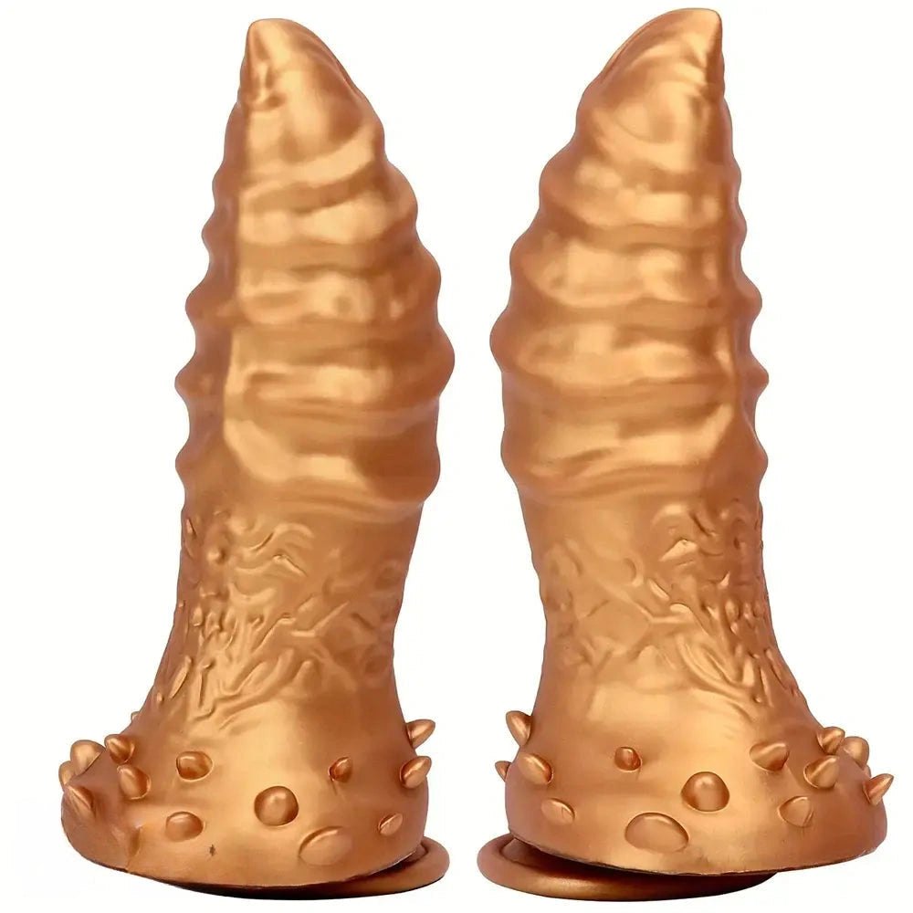 Gold textured thick anal butt plug, photo 1
