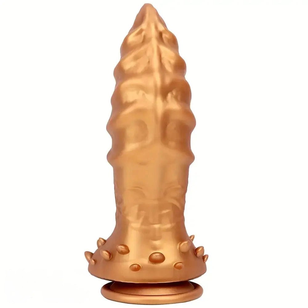 Gold textured thick anal butt plug, photo 2
