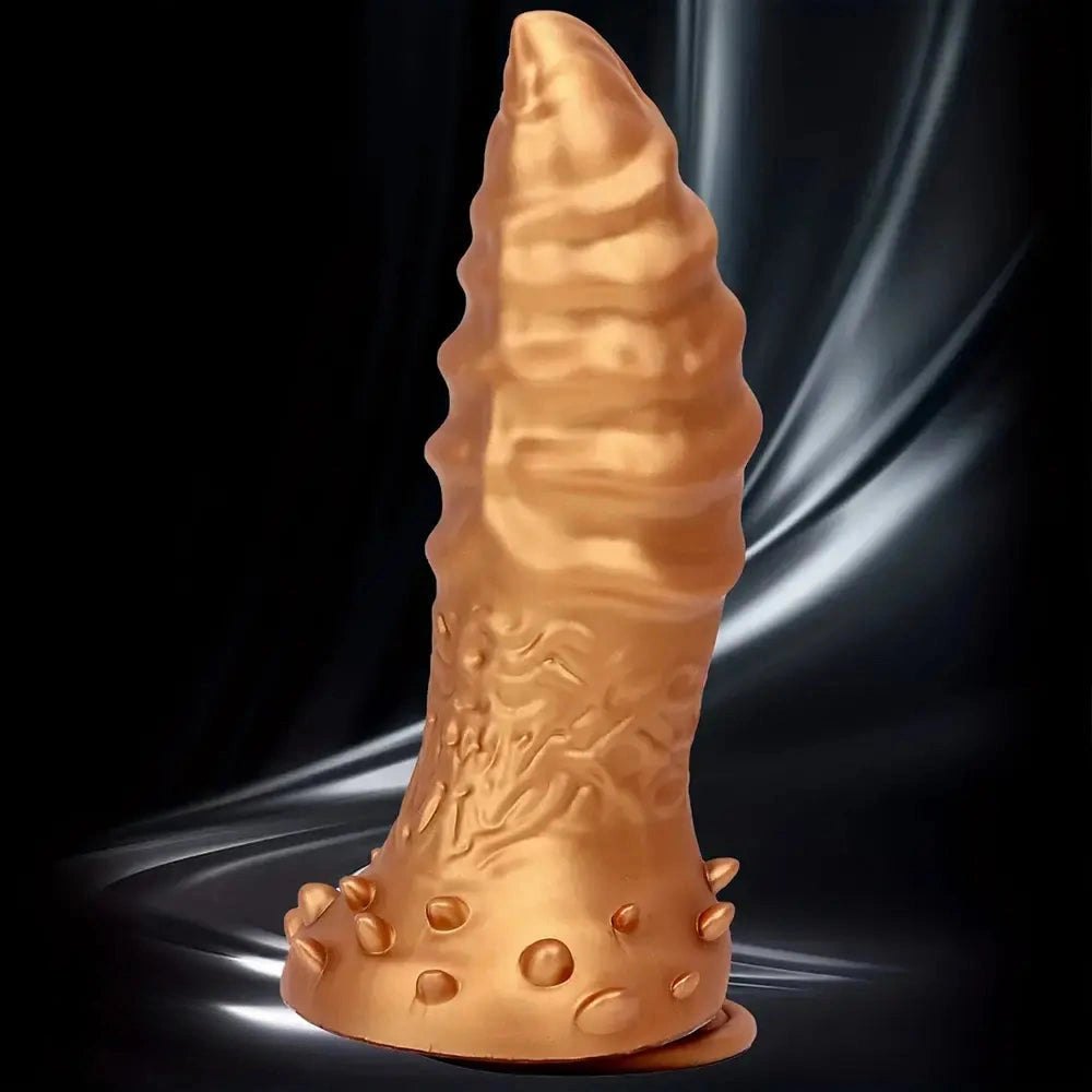 Gold textured thick anal butt plug, photo 3