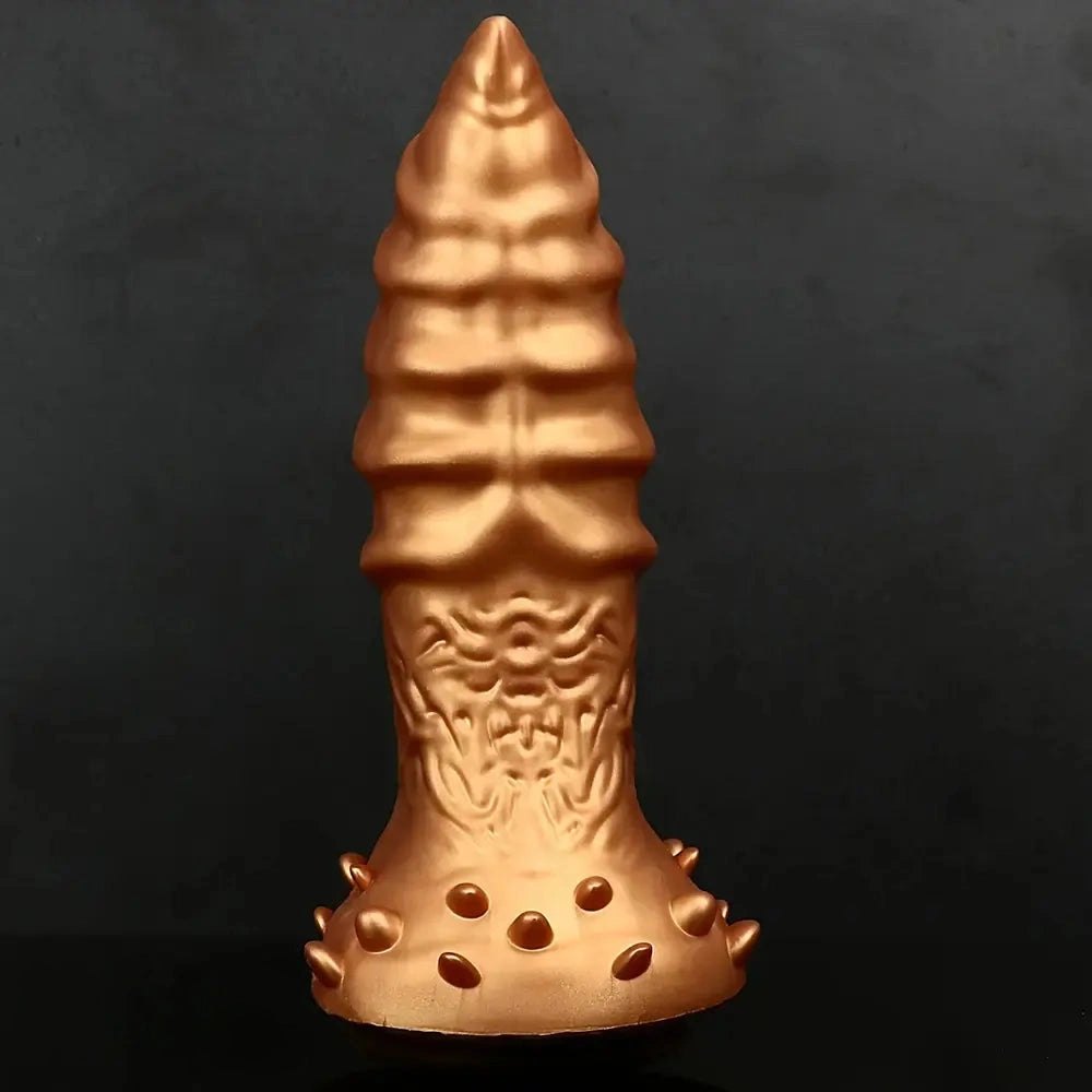 Gold textured thick anal butt plug, photo 4