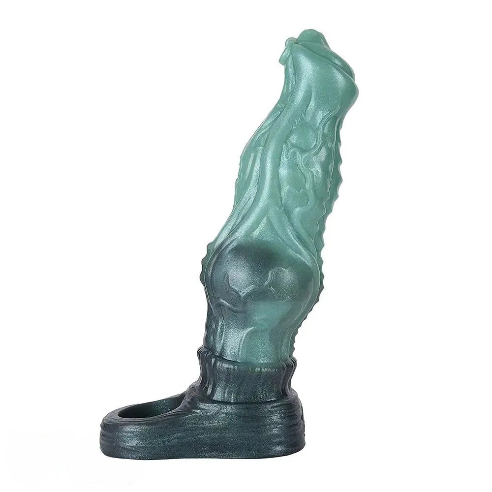 Textured green fantasy hound dildo, photo 1