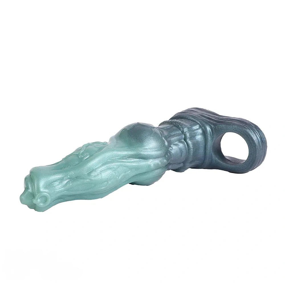 Textured green fantasy hound dildo, photo 12