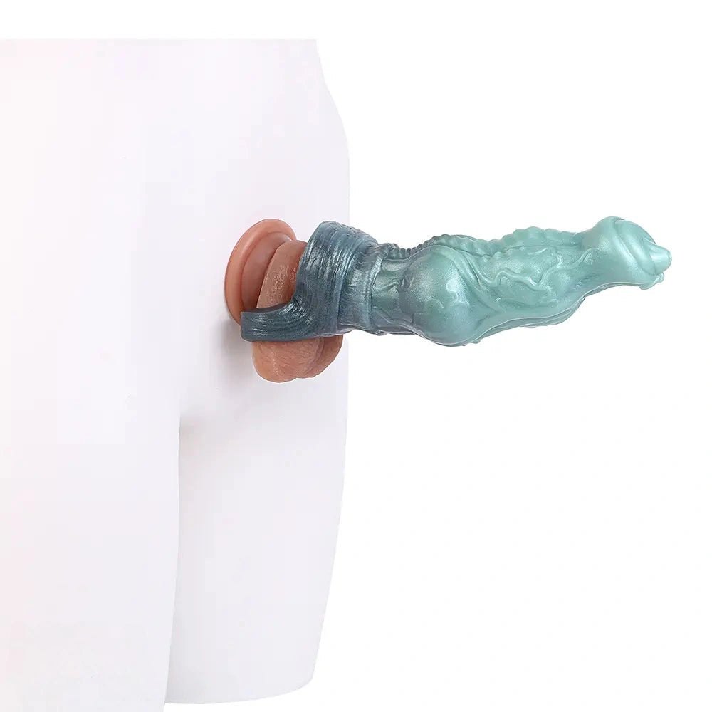 Textured green fantasy hound dildo, photo 14