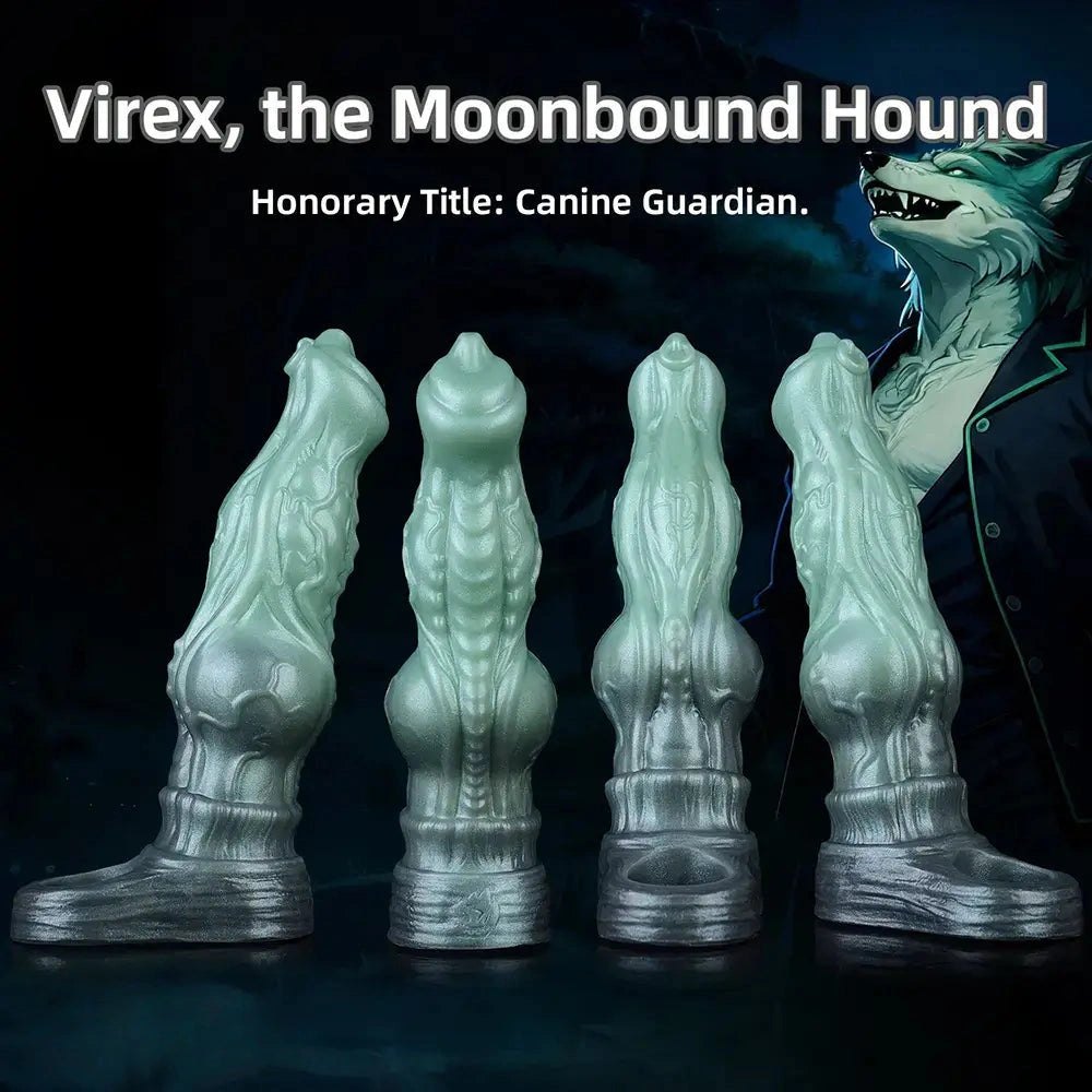 Textured green fantasy hound dildo, photo 2