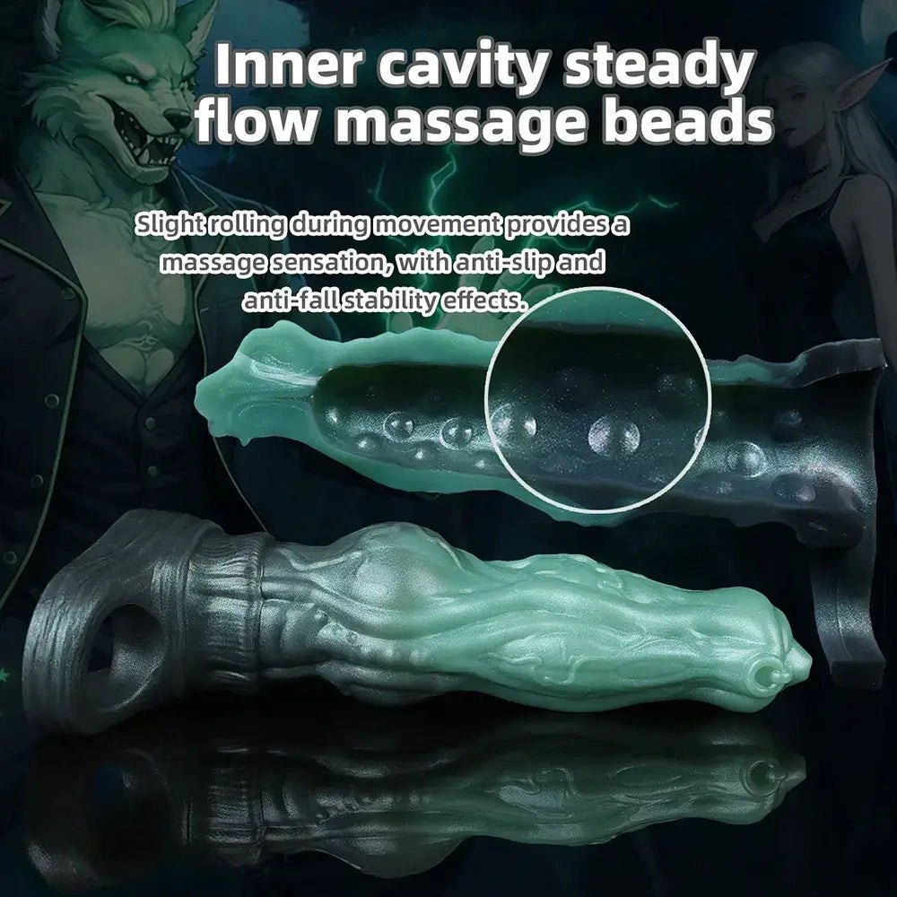 Textured green fantasy hound dildo, photo 3