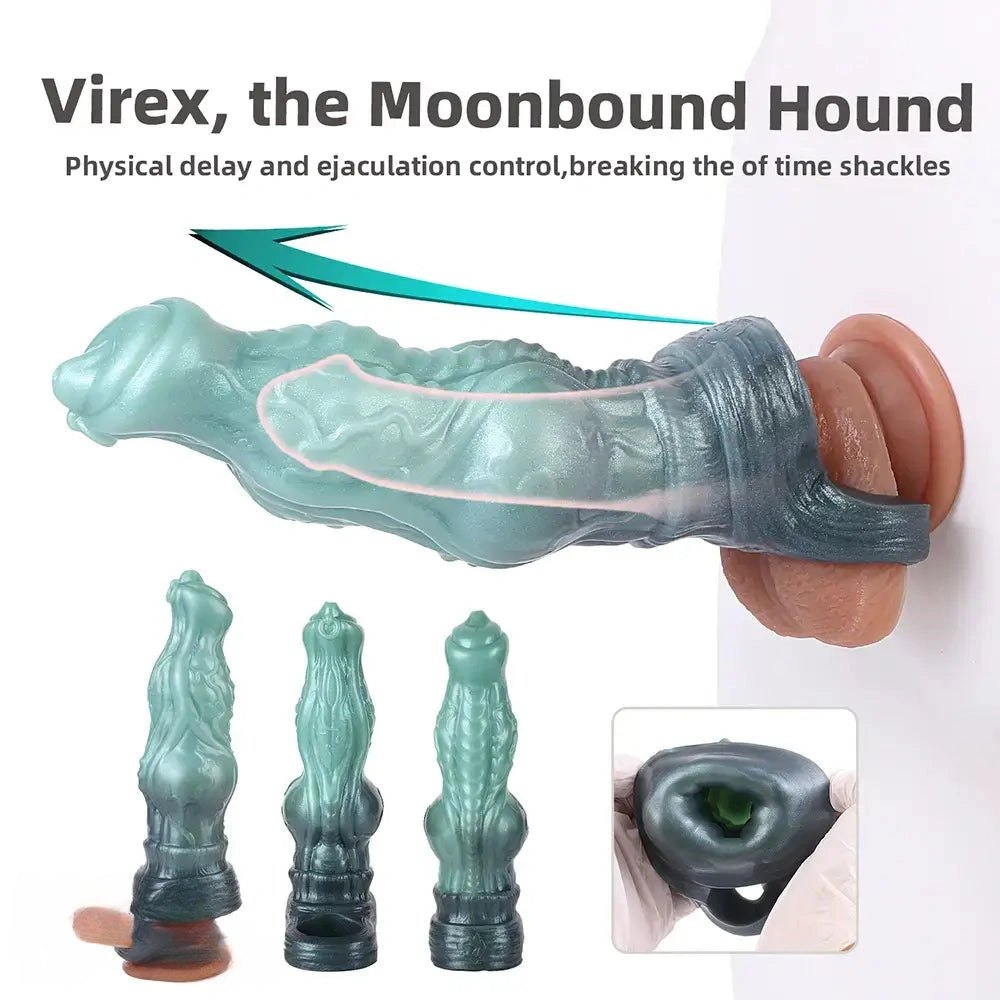Textured green fantasy hound dildo, photo 6