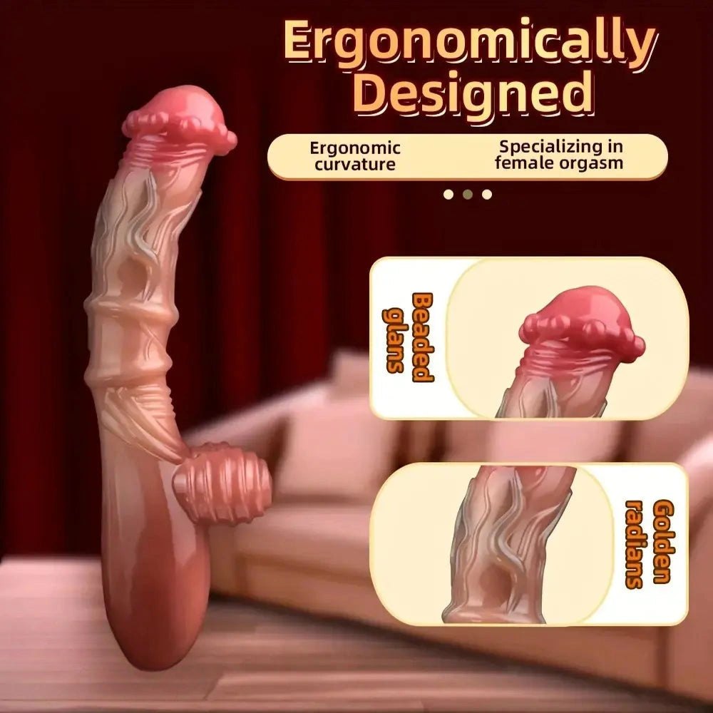 Flesh textured handle silicone massage dildo, photo 4