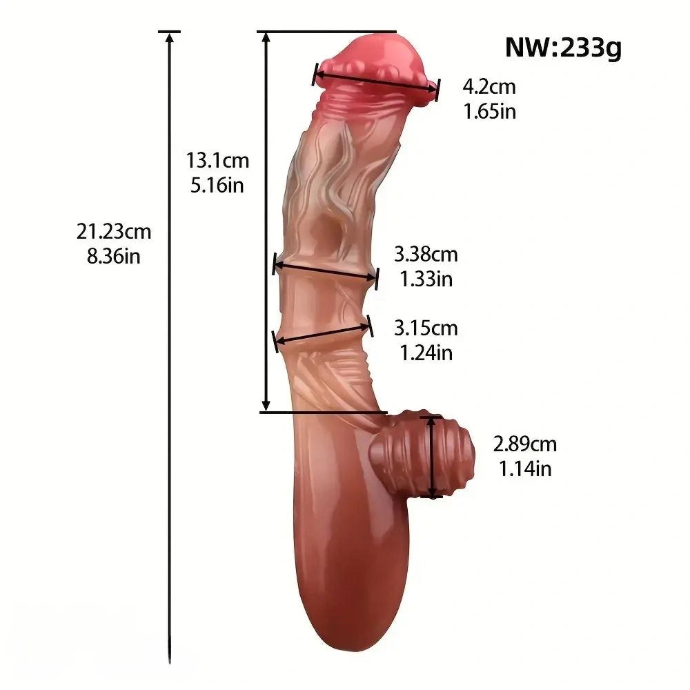 Flesh textured handle silicone massage dildo, photo 7