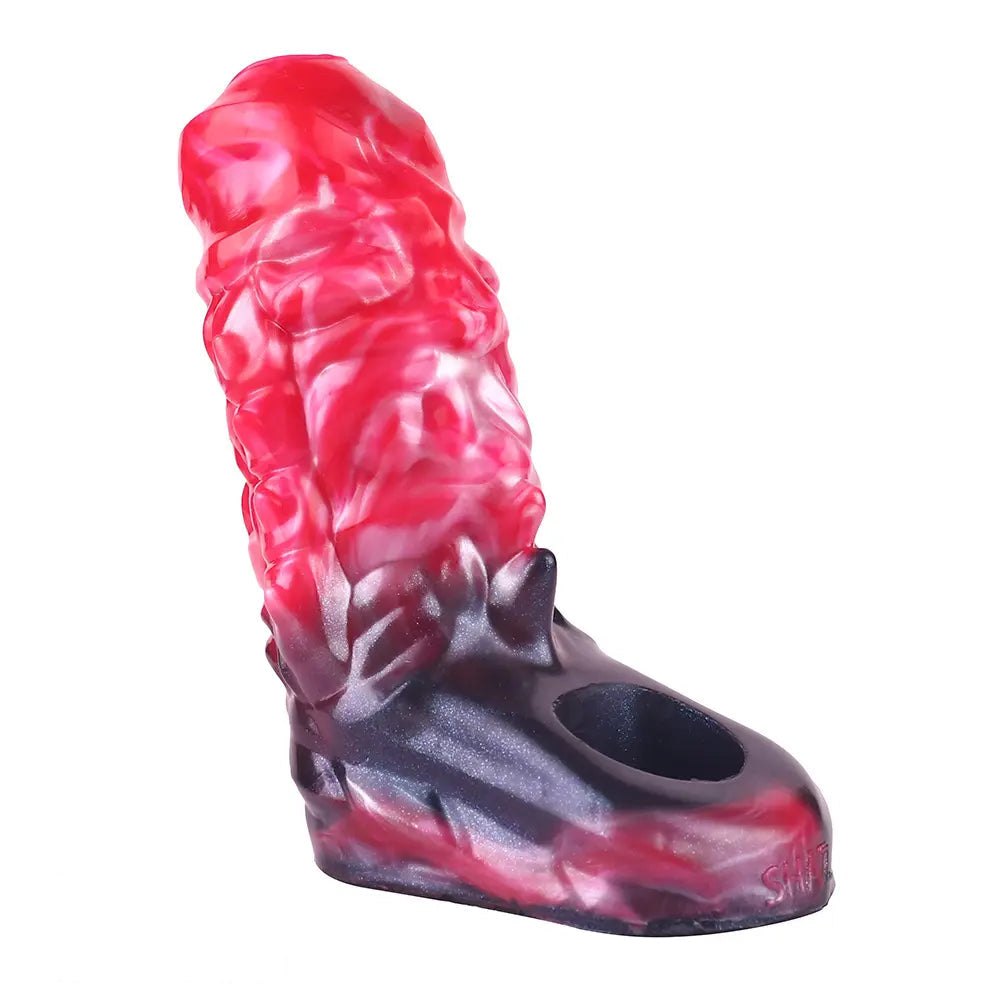 Red textured silicone penis sleeve, photo 1