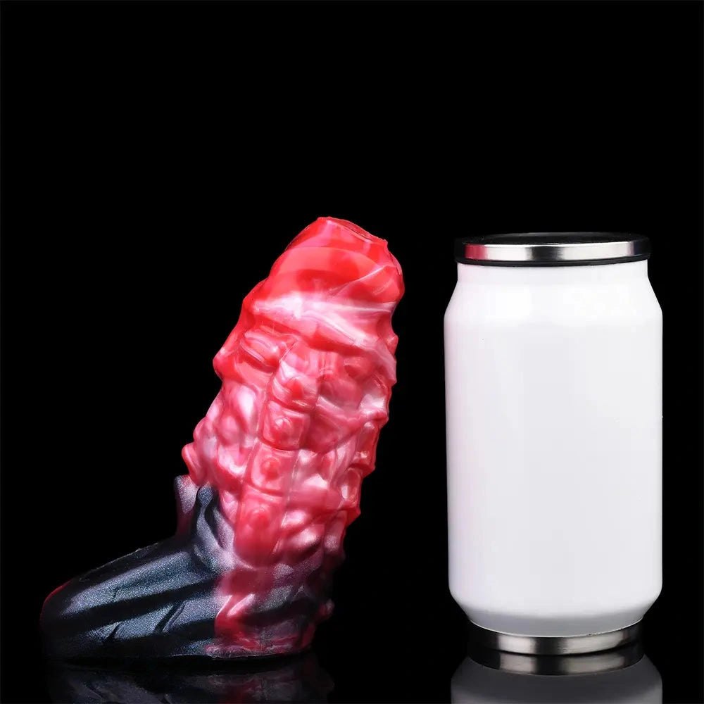 Red textured silicone penis sleeve, photo 10