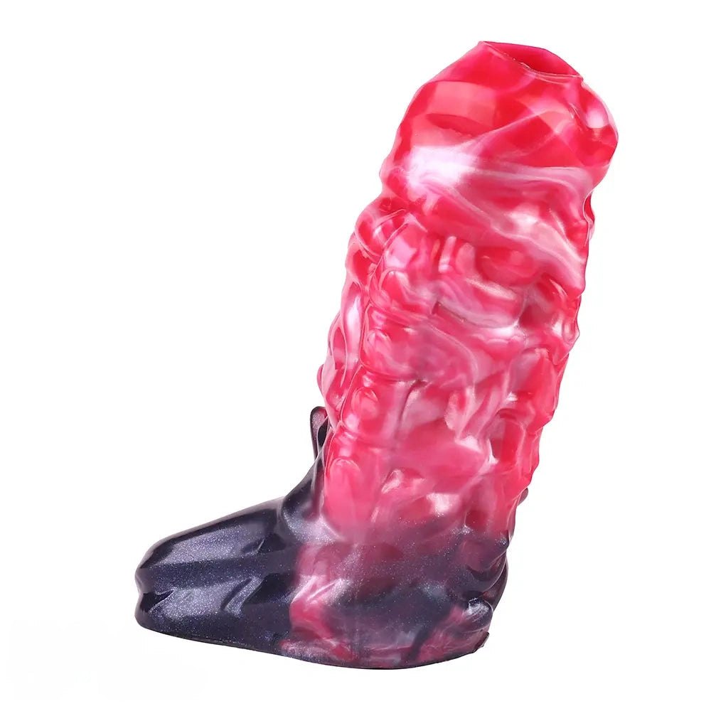 Red textured silicone penis sleeve, photo 2
