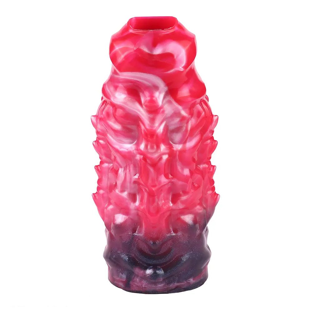 Red textured silicone penis sleeve, photo 3