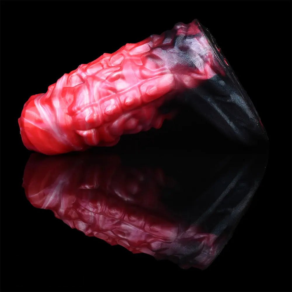 Red textured silicone penis sleeve, photo 9