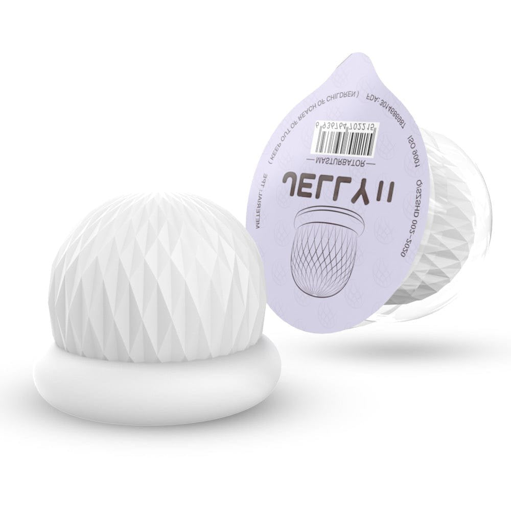 B white jelly textured male masturbator cup