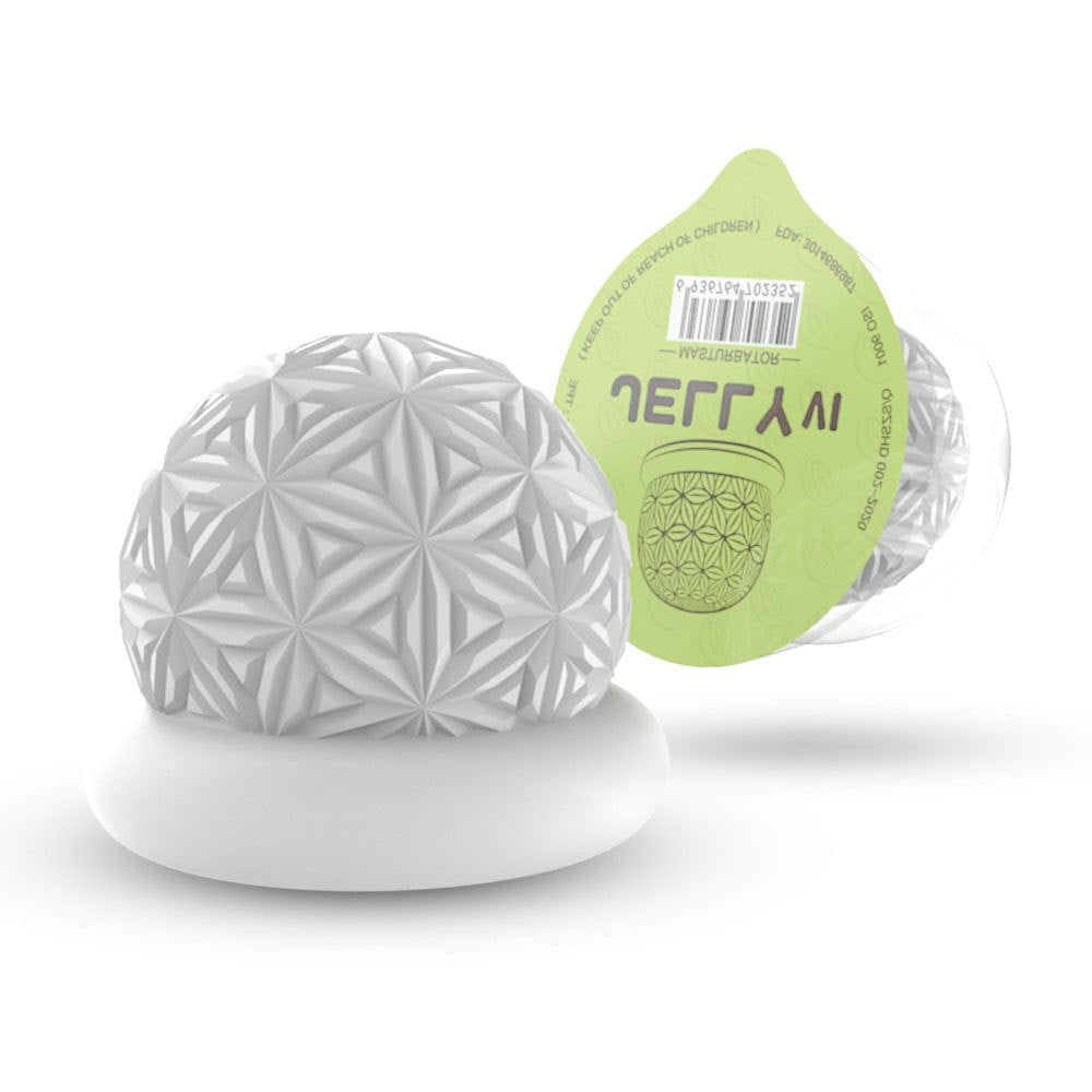 F white jelly textured male masturbator cup