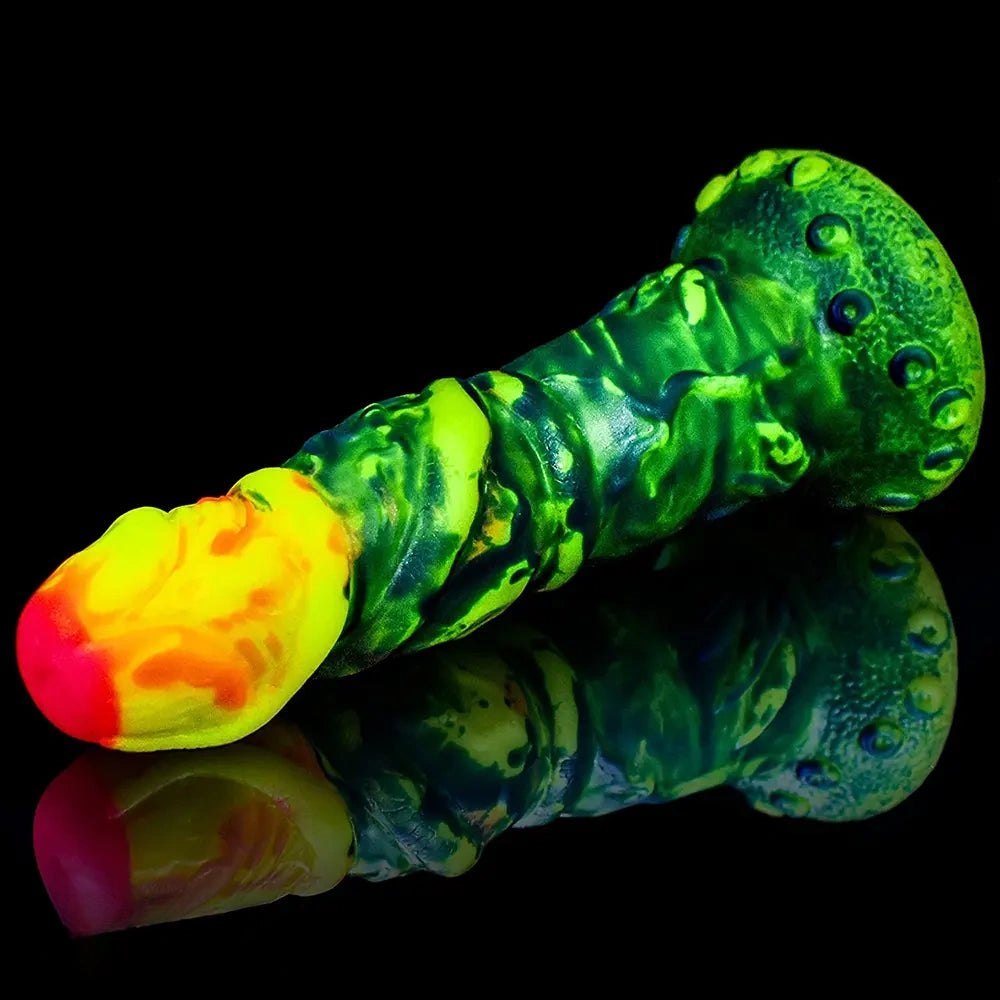 Mixed color textured fantasy silicone dildo, photo 1
