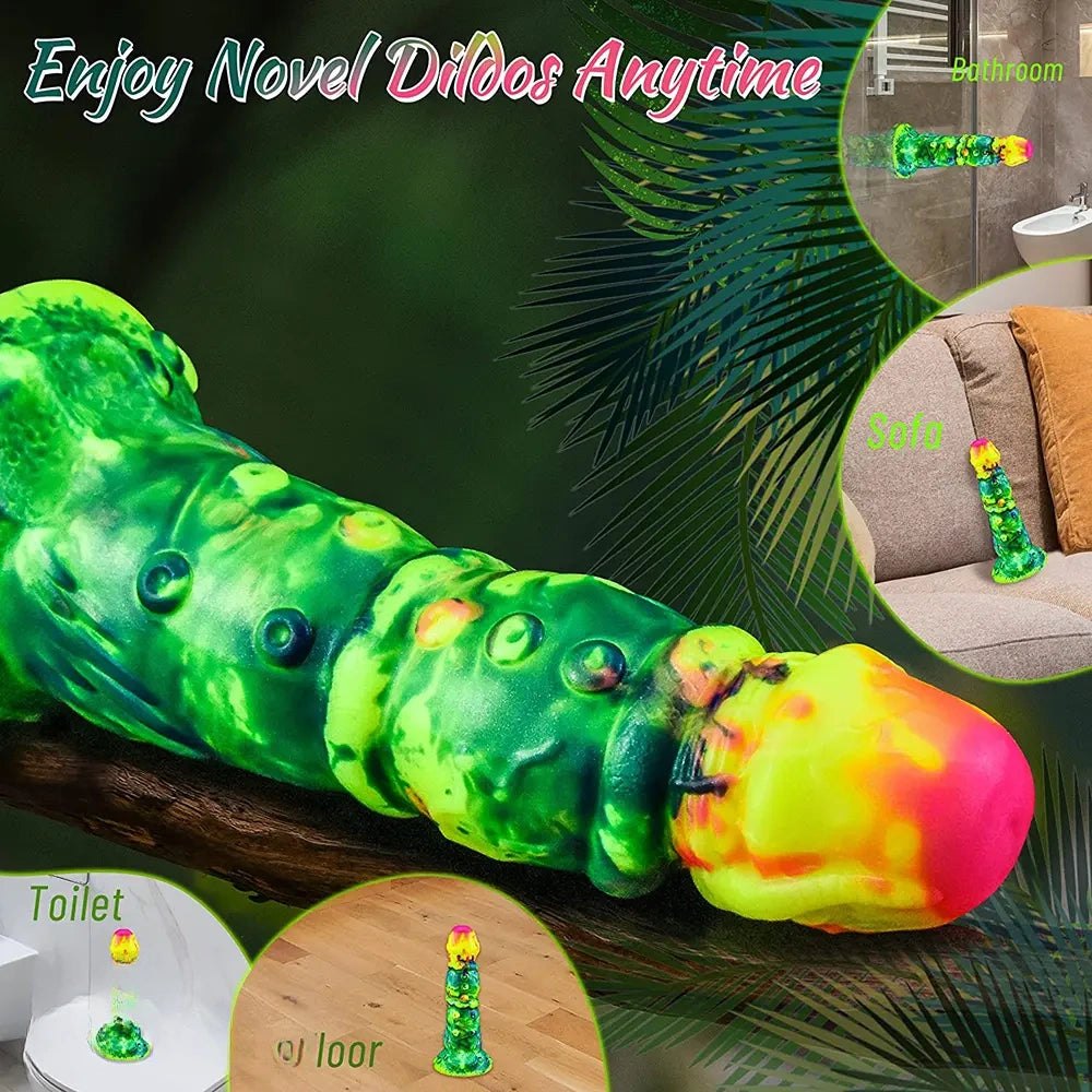Mixed color textured fantasy silicone dildo, photo 5