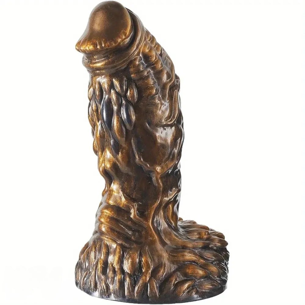 Brown textured fantasy silicone dildo, photo 1