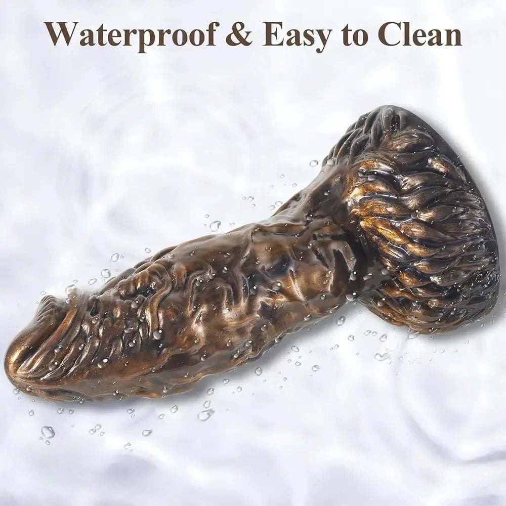 Brown textured fantasy silicone dildo, photo 2