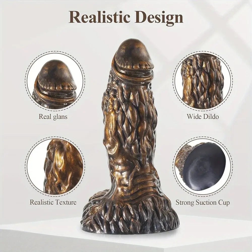 Brown textured fantasy silicone dildo, photo 3