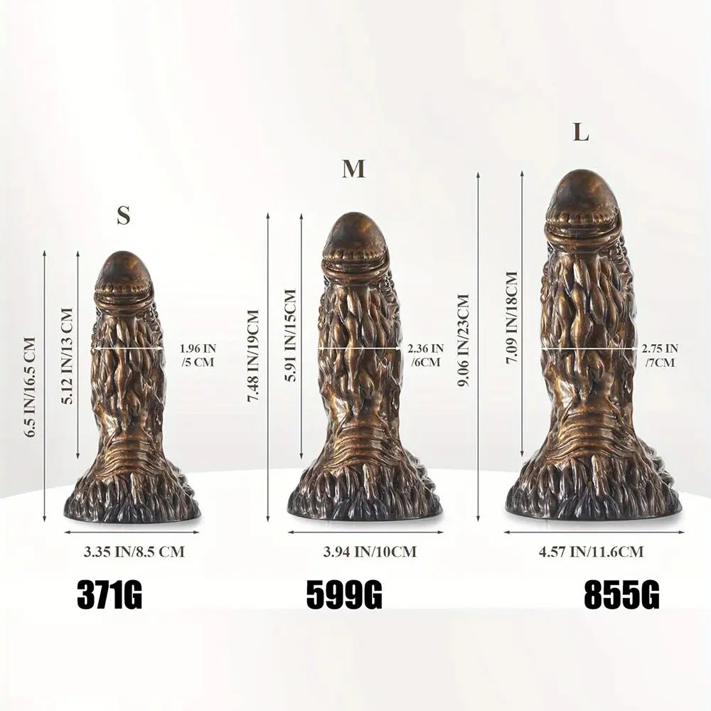 Brown textured fantasy silicone dildo, photo 7