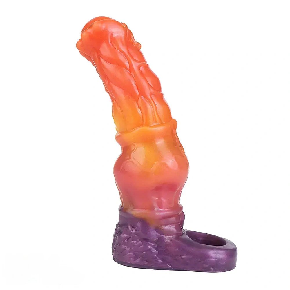 Orange textured silicone penis sleeve, photo 1
