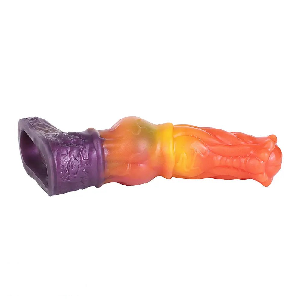 Orange textured silicone penis sleeve, photo 15