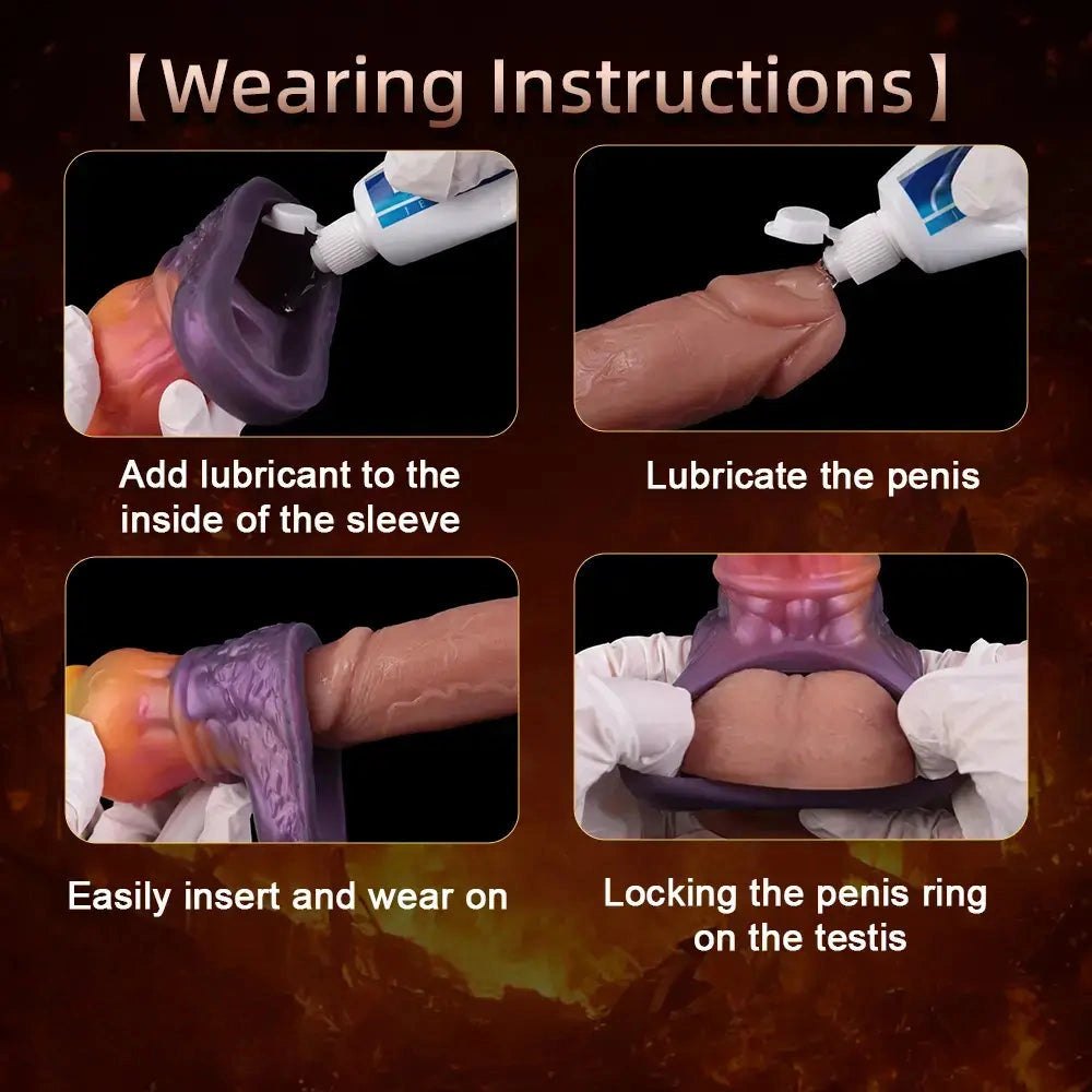 Orange textured silicone penis sleeve, photo 4