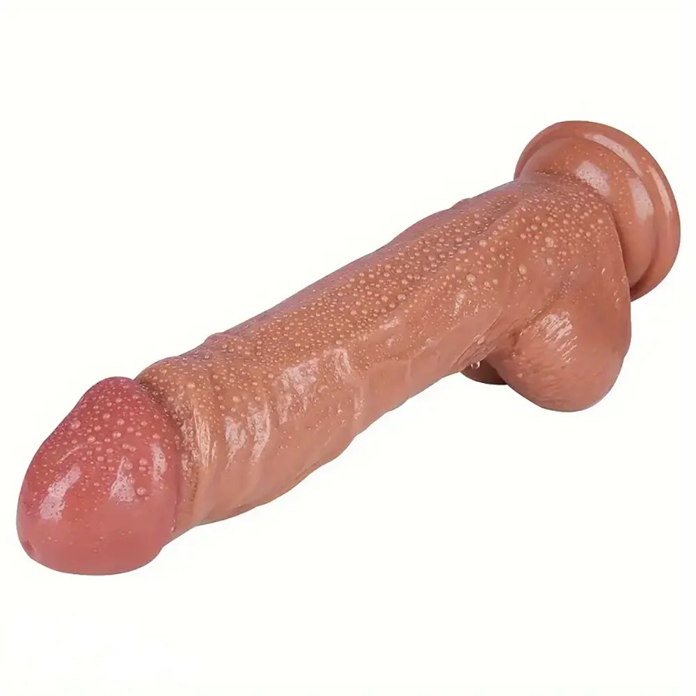 Brown textured realistic PVC dildo, photo 5