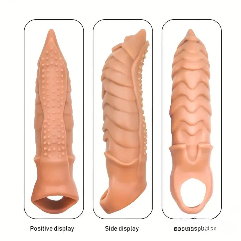 Flesh textured ridged fantasy dildo