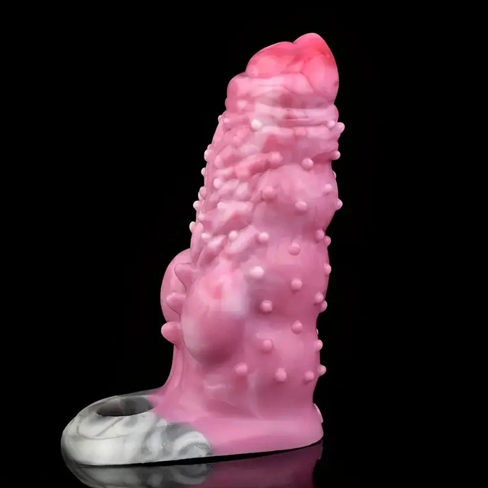 D textured silicone penis extension sleeve