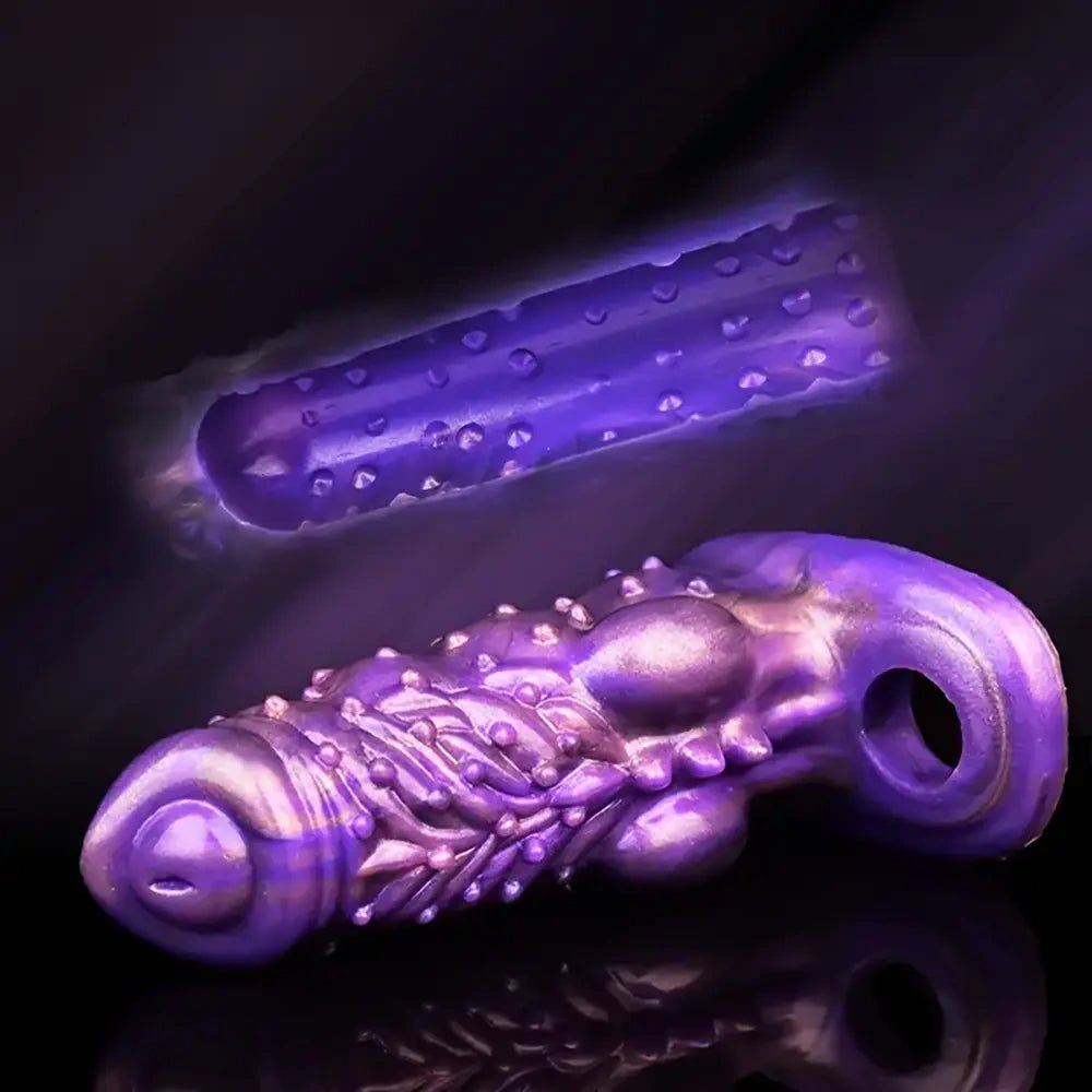 E textured silicone penis extension sleeve