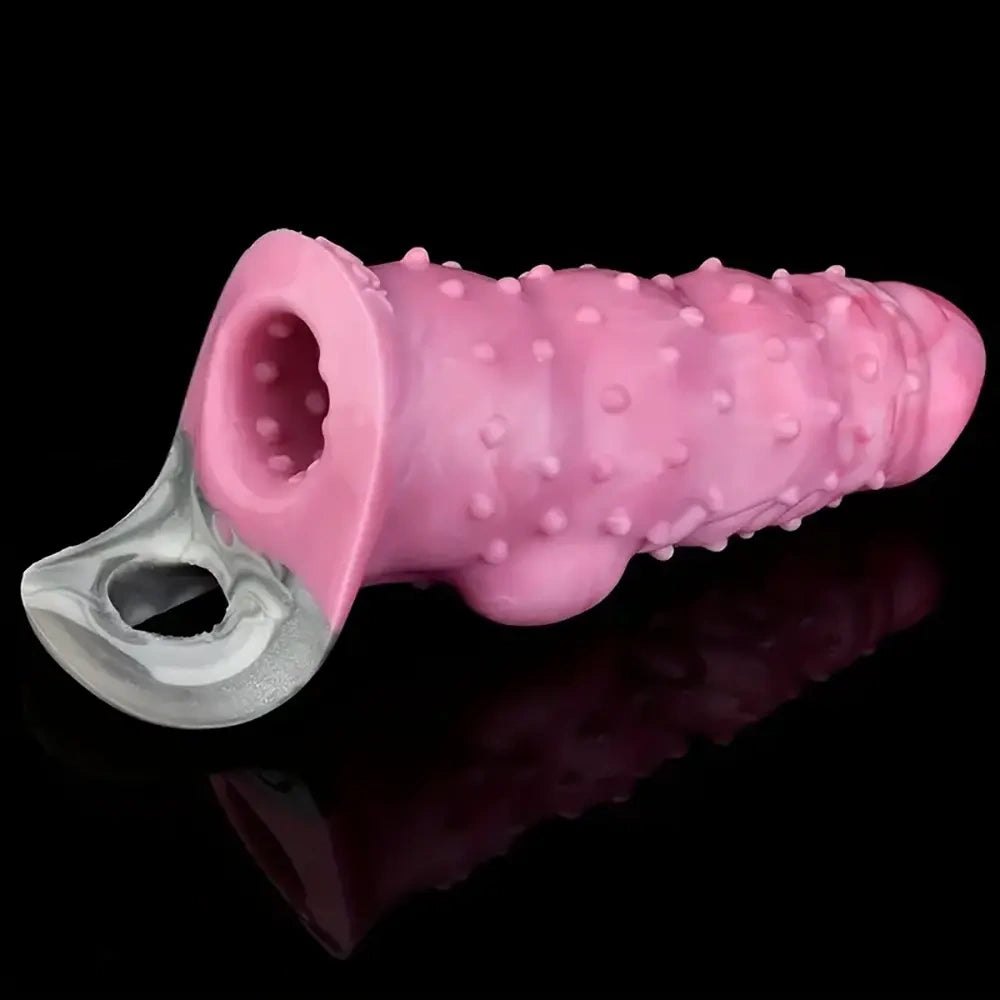 Textured silicone penis extension sleeve, photo 12