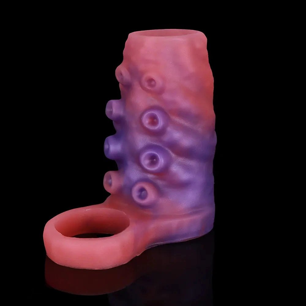 Red textured silicone sleeve with ring, photo 13