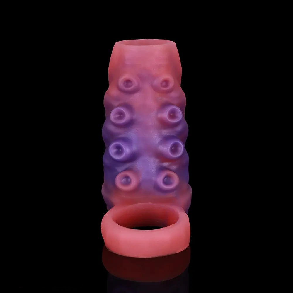 Red textured silicone sleeve with ring, photo 14
